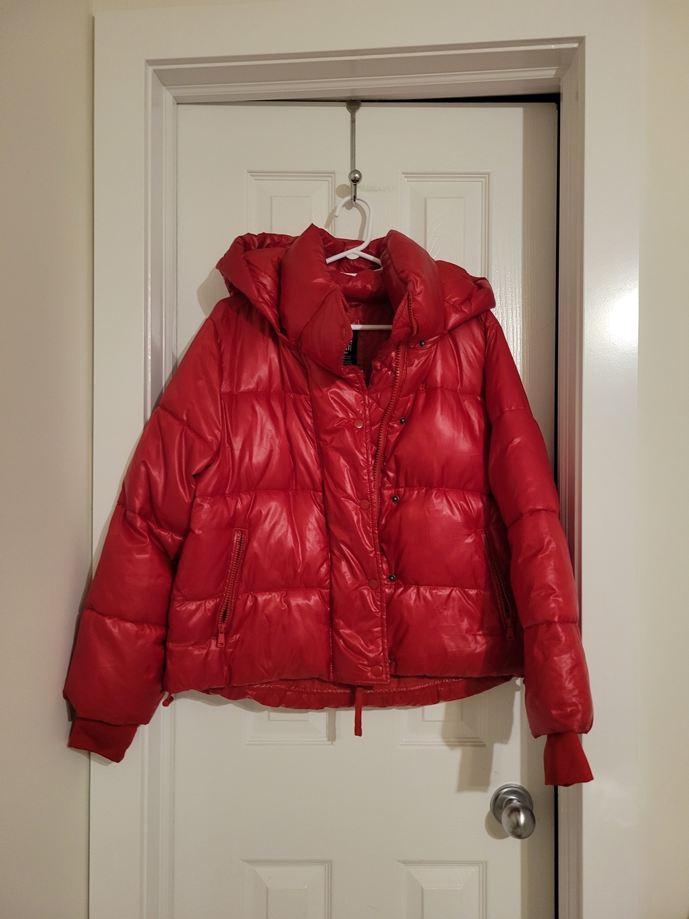 GAP Women's Red Hooded Puffer Jacket Size XS (Oversized)